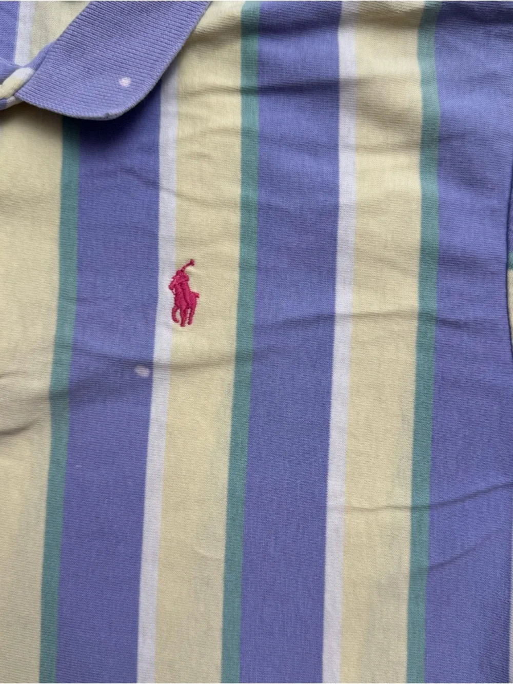 Polo Ralph Lauren Polo Shirt Men's XL Striped Yellow Purple Green White Cotton